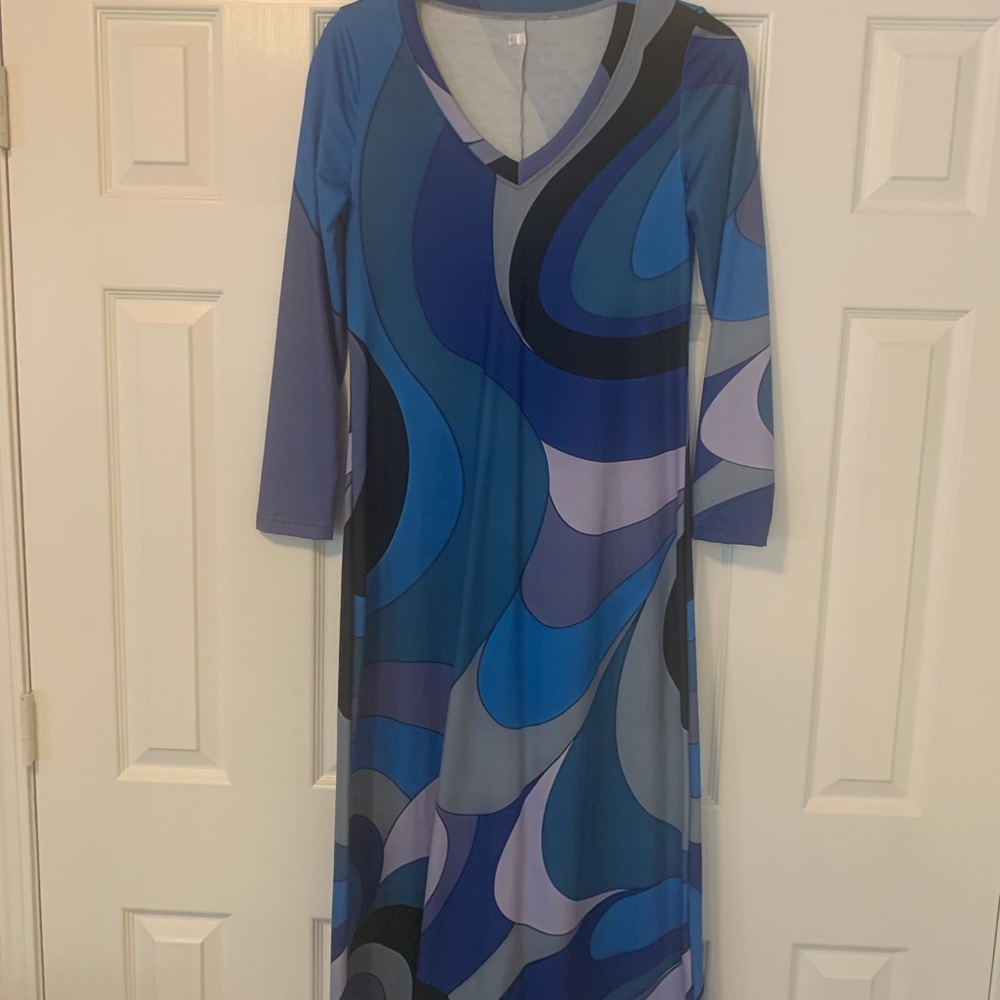 Blue and Purple Patterned Dress